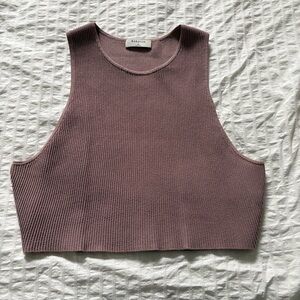 Babaton - Dusty Pink Sculpt Knit Ribbed Crop Top
